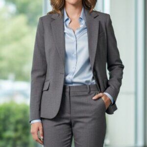 New York & Company Vintage Luxury Grey Single-Button Blazer 8 Career Suit Jacket